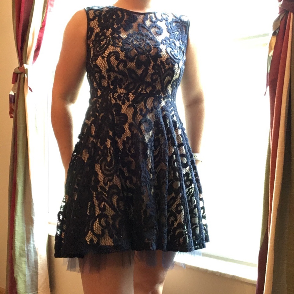 Betsy & Adam Navy Lacy fit & flare